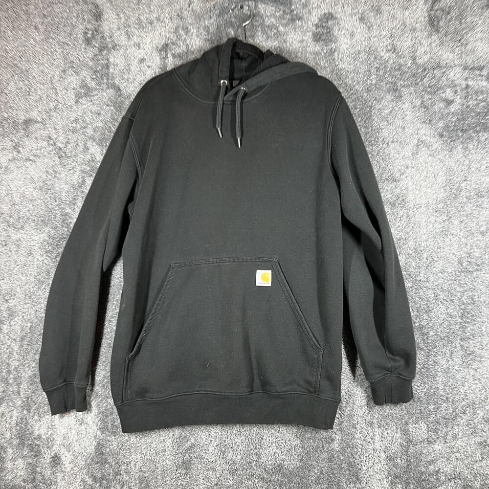 Carhartt Hoodie Mens Medium Black Pullover Heavyweight Fleece Hooded Logo